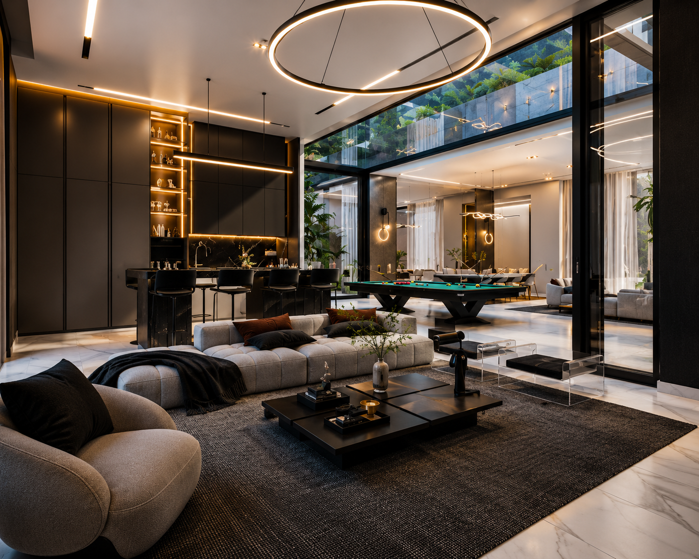 Grand open-plan living area